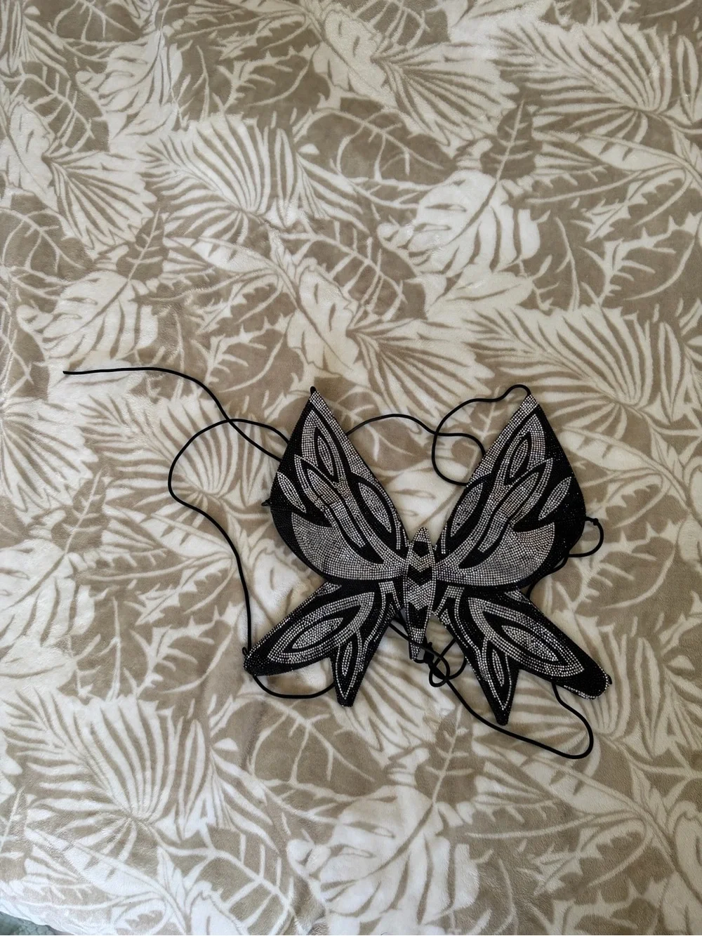 Black Butterfly Appliqué with Silver Embellishment 🦋